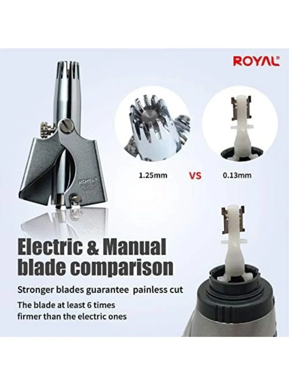 Painless Water-Resistant Manual Nose Hair Trimmer for Men, 12 Dual Blades